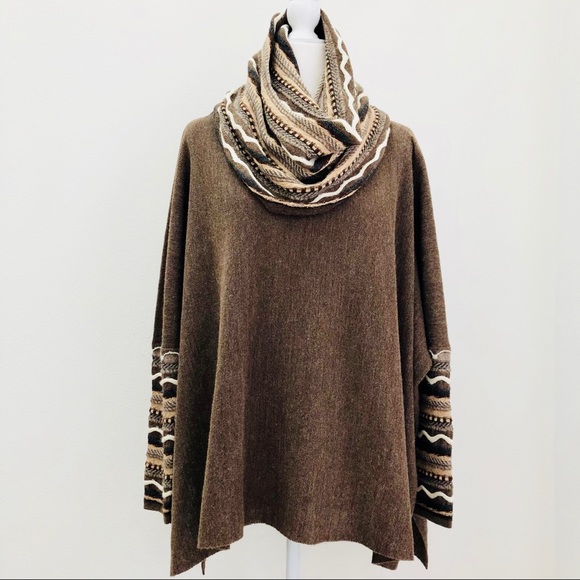 ⭐️QINTI⭐️Oversized Sweater Baby Alpaca Wool Poncho with Sleeves One Size - Picture 2 of 10